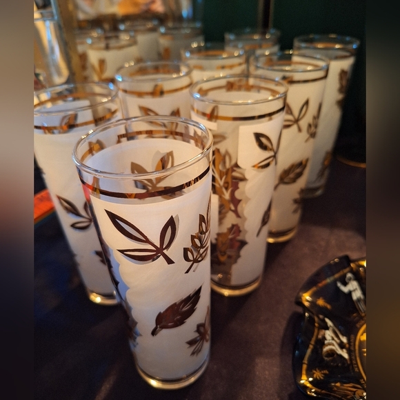 Vintage Libbey Golden Foliage Tom Collins signed Starlite glasses - Picture 1 of 13